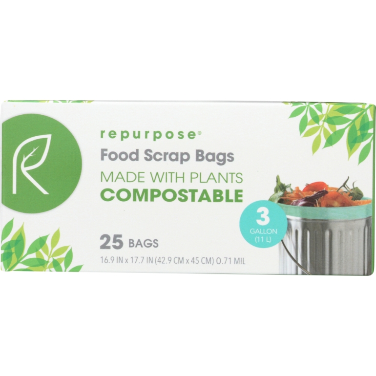 Compostable Food Scrap Bags 3gal, 25 ea