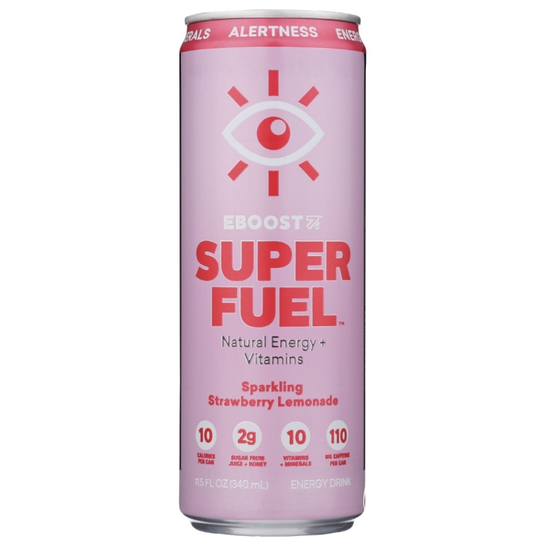 Super Fuel Natural Energy Plus Vitamins Strawberry Lemonade, 12 oz