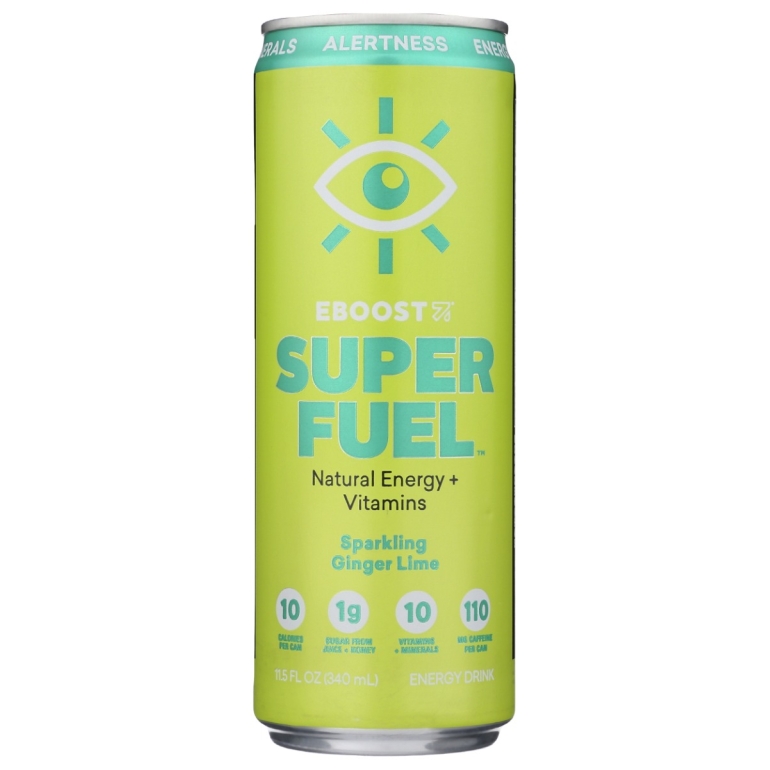 Super Fuel Natural Energy Plus Vitamins Ginger Lime, 12 oz