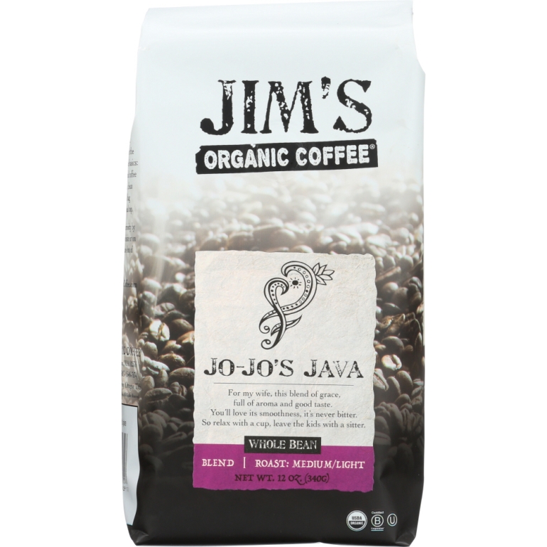 Organic JoJos Java Coffee Whole Bean Coffee, 12 oz
