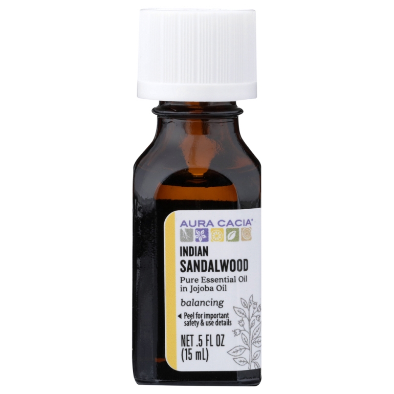 Indian Sandalwood Essential Oil in Jojoba Oil, 0.5 oz