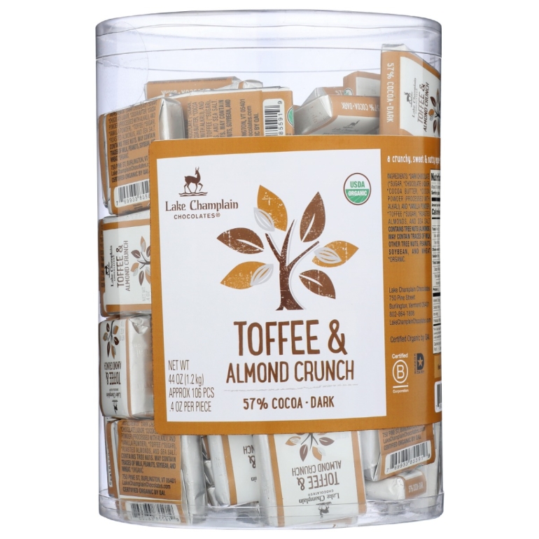 Organic Dark Chocolate Toffee and Almonds Squares 106 pc, 44 oz