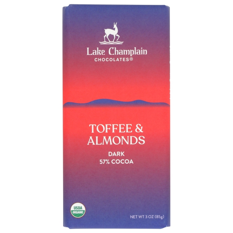 57% Dark Chocolate Toffee and Almonds Bar, 3 oz