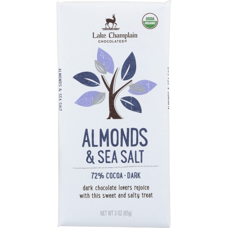 72% Dark Chocolate Bar with Almonds and Sea Salt, 3 oz