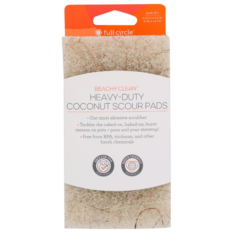 Heavy Duty Coconut Scour Pads, 3 ea