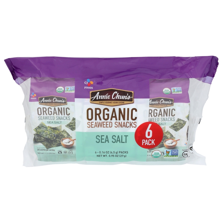 Org Seaweed Sea Salt 6Pk, 0.16 OZ