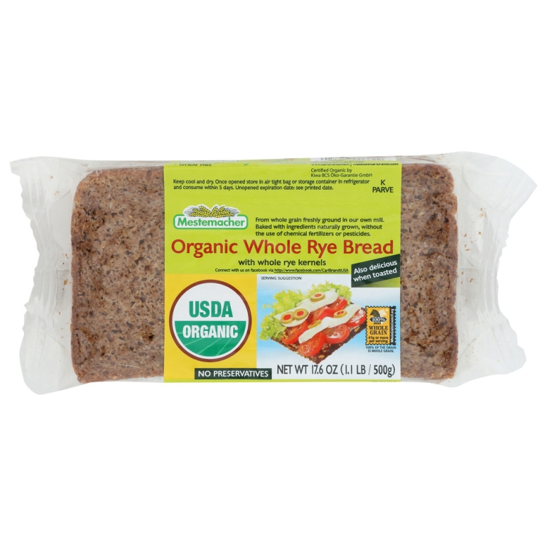 Bread Whole Rye Organic, 17.6 oz