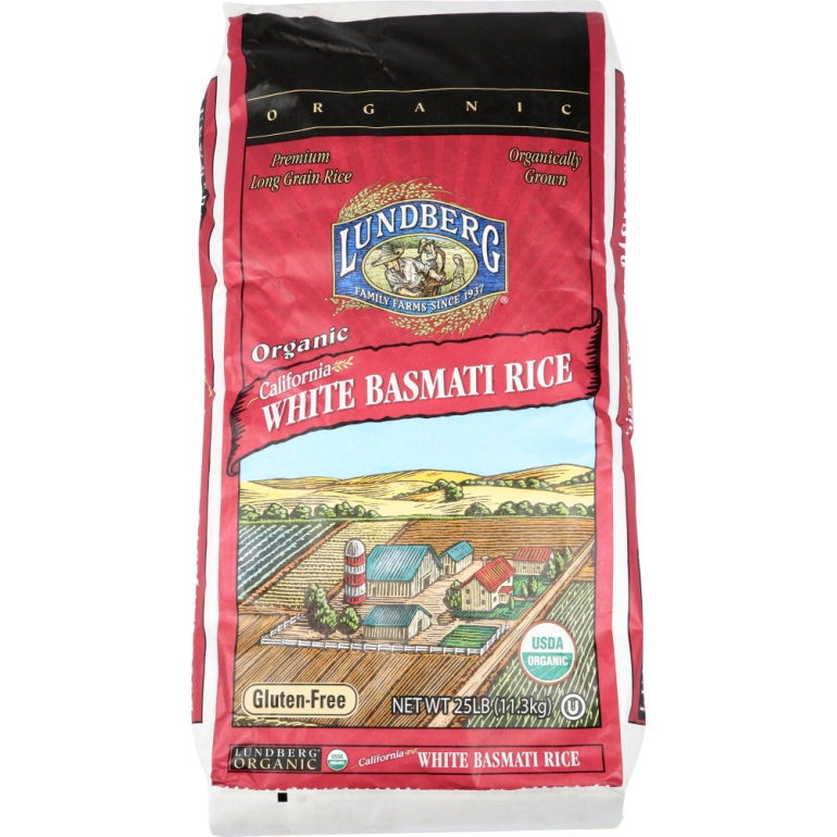 Rice White Basmati Organic, 25 lb