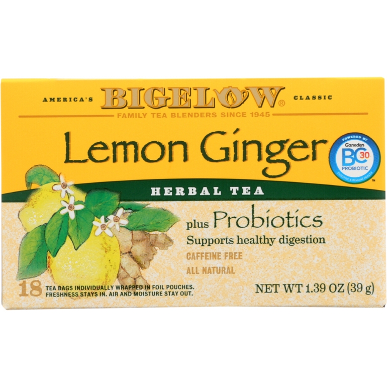 Lemon Ginger Herbal Tea Probiotics 18 Bags, 1.39 oz