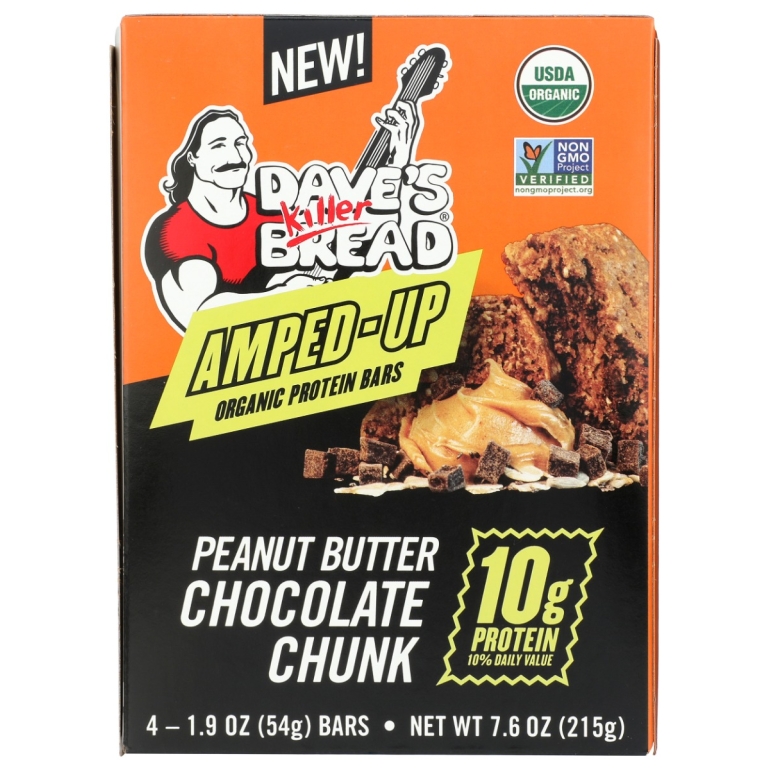 Amped Up Peanut Butter Chocolate Chunk Organic Protein Bars, 7.6 oz