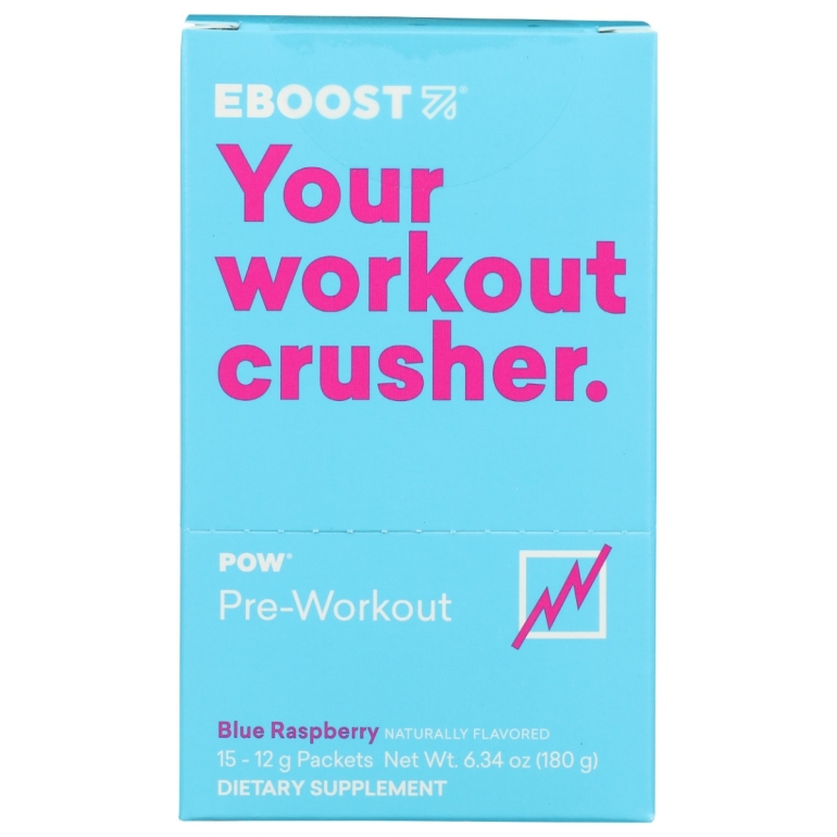 POW Pre Workout Powder Blue Raspberry 15Packets, 6.34 oz