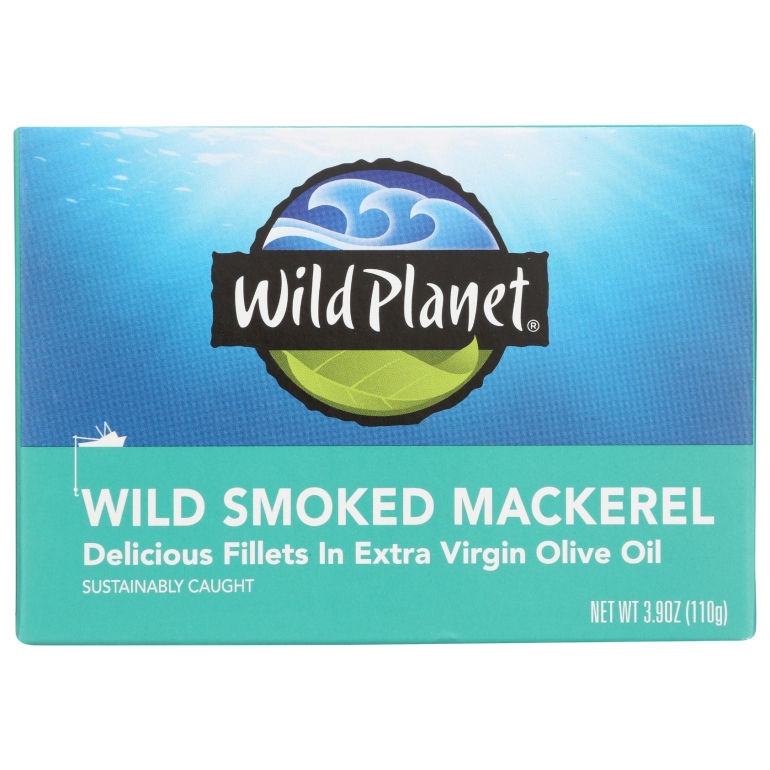 Wild Smoked Mackerel Fillets In Extra Virgin Olive Oil, 3.9 oz