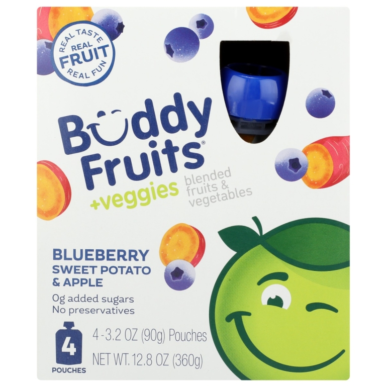 Blueberry Sweet Potato And Apple 4 Pouches Blended Fruits And Vegetables, 12.8 oz