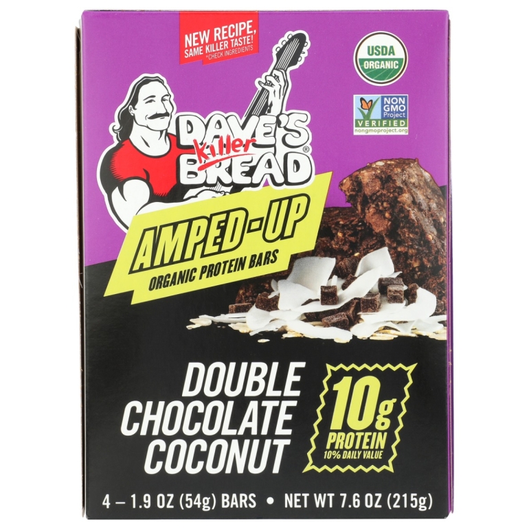 Amped Up Double Chocolate Coconut Organic Protein Bars, 7.6 oz