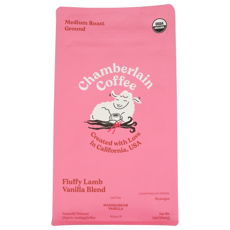 Fluffy Lamb Vanilla Medium Roast Coffee Bag Fresh Ground, 12 oz