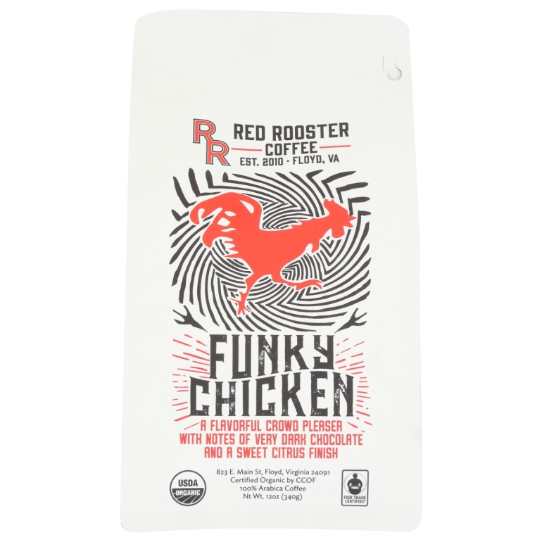 Organic Funky Chicken Whole Bean Coffee, 12 oz