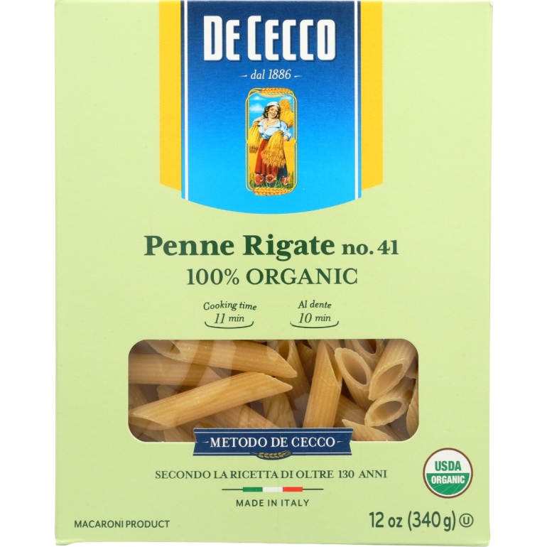 Pasta Penne Rigate Org, 12 oz