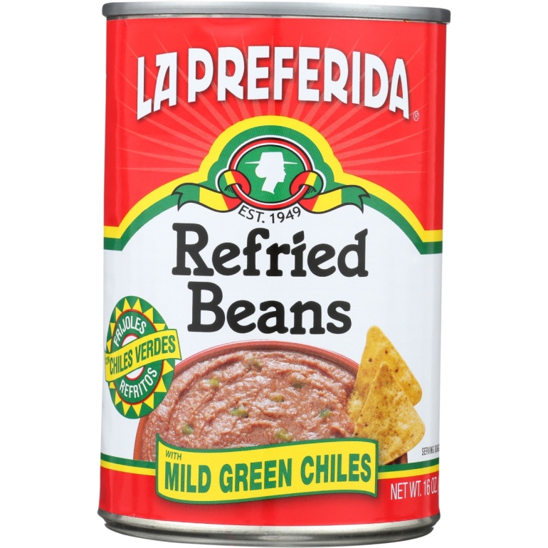 Refried Beans With Mild Green Chiles, 16 oz