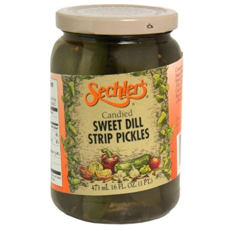 Candied Sweet Dill Strip Pickles, 16 oz