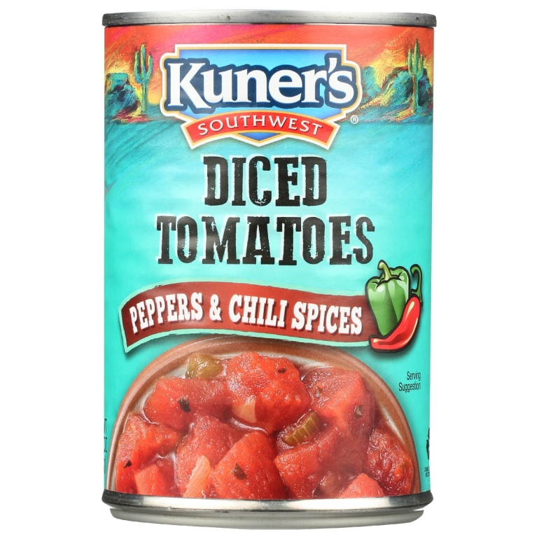 Diced Tomatoes With Peppers And Chili Spices, 14.5 oz