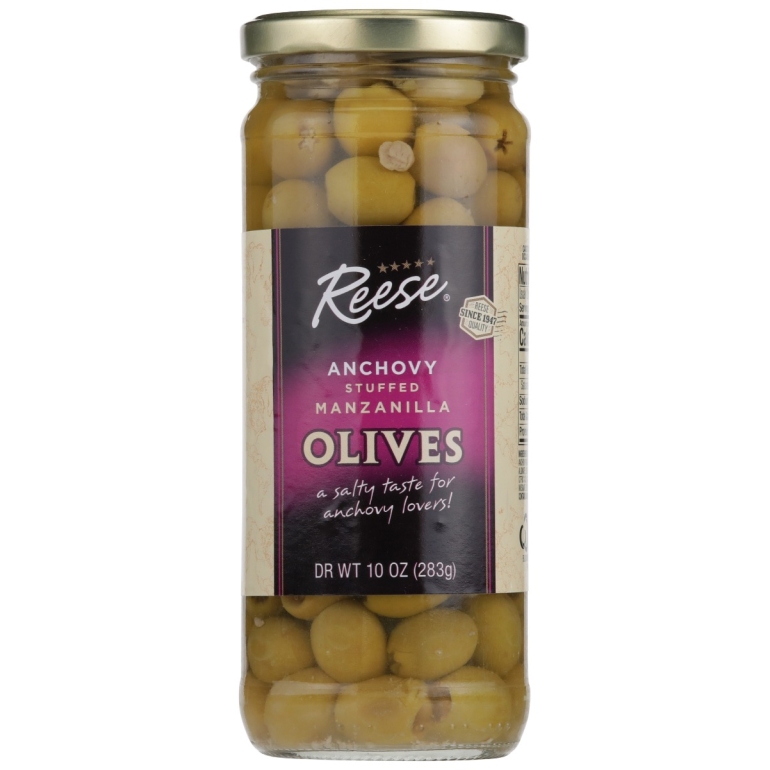Manzanilla Olives Stuffed with Minced Anchovies, 10 oz