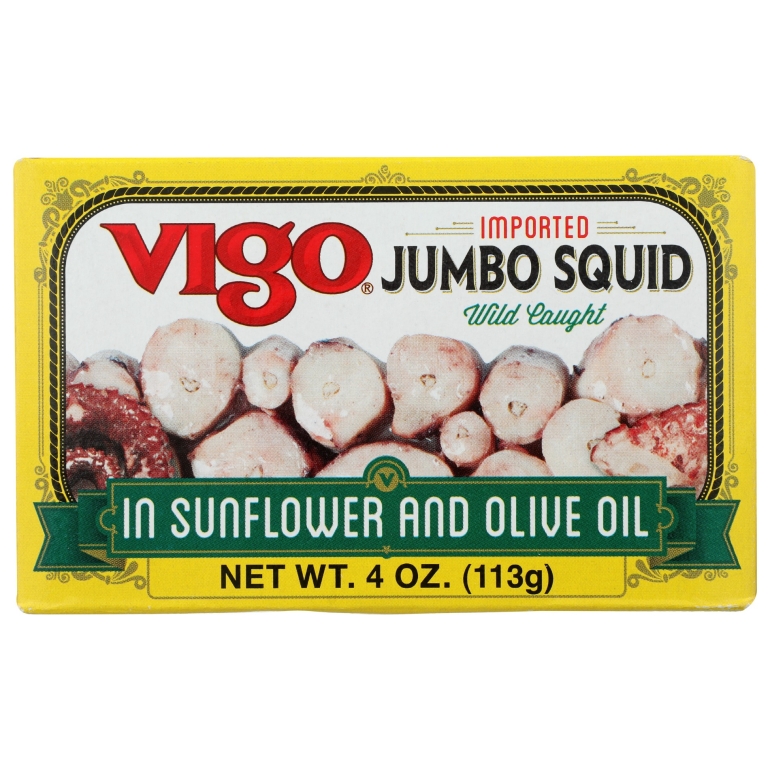 Jumbo Squid In Oil, 4 oz