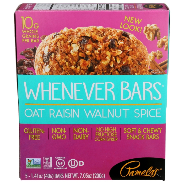 Raisin Walnut Spice Whenever Bars 5Pack, 7.05 oz