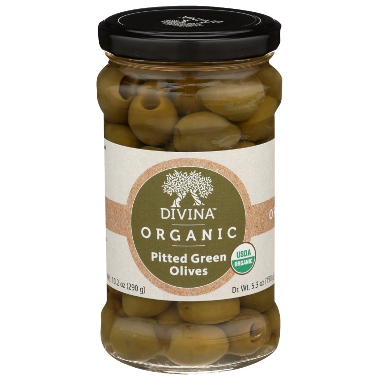 Organic Green Olives Pitted, 5.3 oz