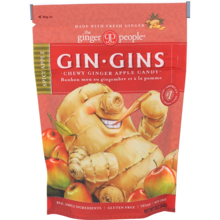 Gin Gins Spicy Apple Ginger Chews, 3 oz