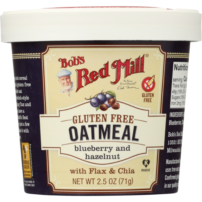 Gluten Free Blueberry and Hazelnut Oatmeal Cup, 2.5 oz