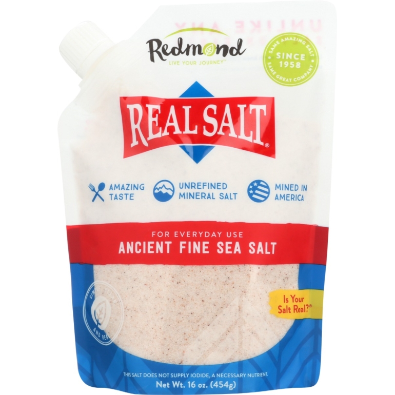 Real Salt Fine Refill Pouch, 16 oz