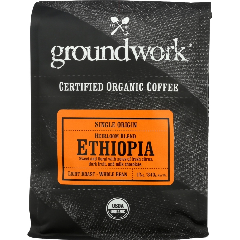 Ethiopia Organic Coffee Single Origin, 12 oz