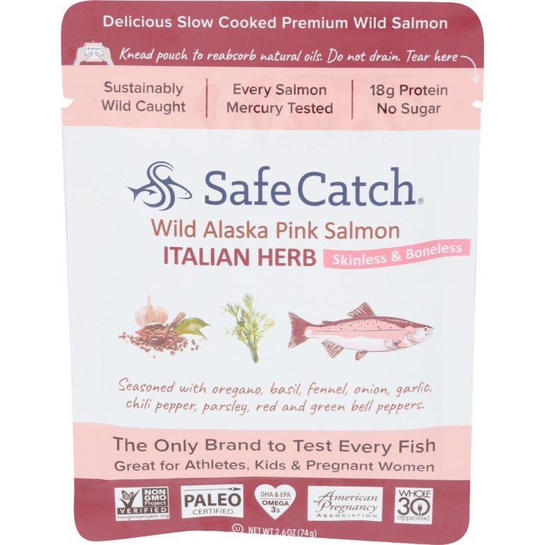 Wild Pacific Pink Salmon Italian Herb Pouch, 2.6 oz