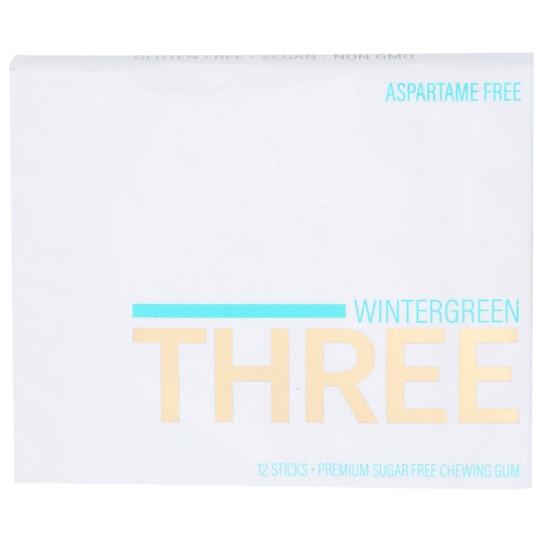 Three Wintergreen Gum Packs, 12 pc