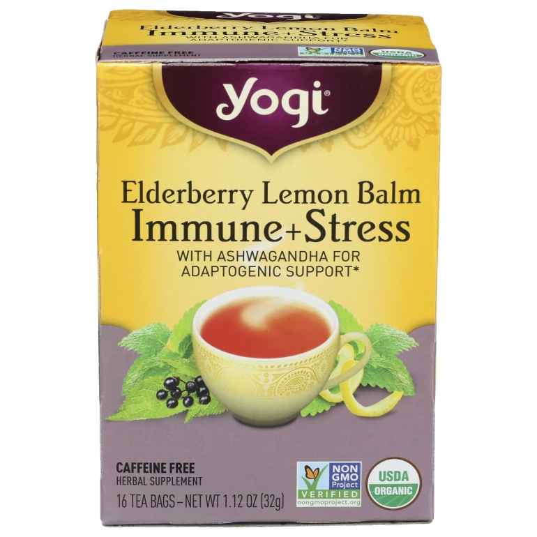 Elderberry Lemon Balm Immune Plus Stress Tea, 16 bg