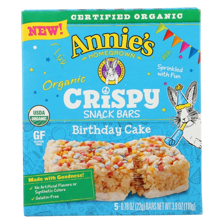 Organic Crispy Birthday Cake Snack Bars, 3.9 oz