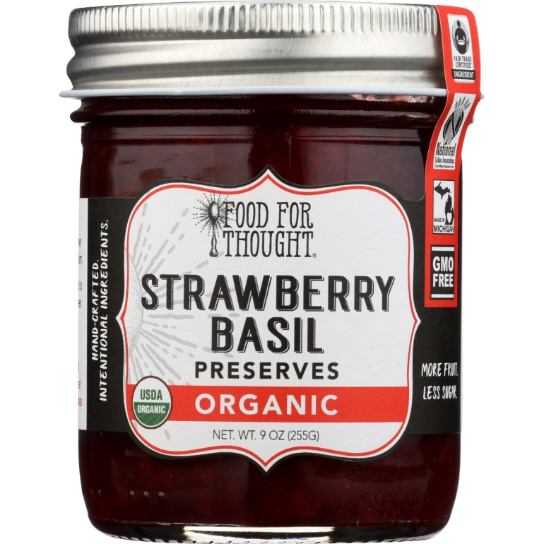 Organic Strawberry Basil Preserves, 9 oz