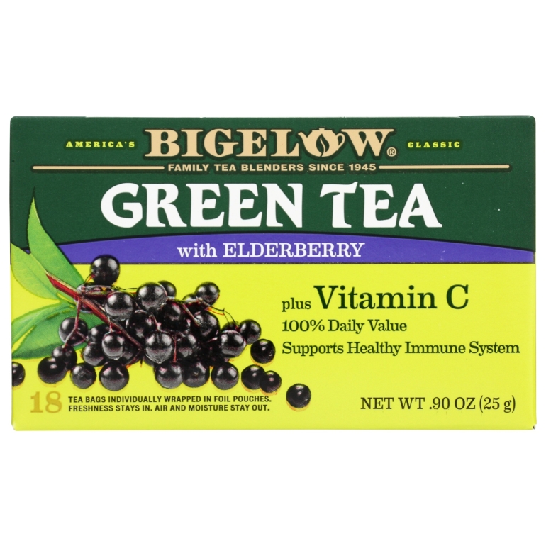 Green Tea with Elderberry plus Vitamin C 18 Teabags, 0.9 oz