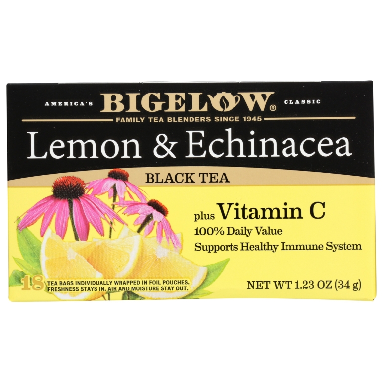 Lemon Echinacea Black Tea Plus Vitamin C 18 Teabags, 1.23 oz