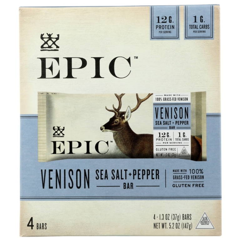 Venison Sea Salt Pepper Bars 4Pk, 5.2 oz