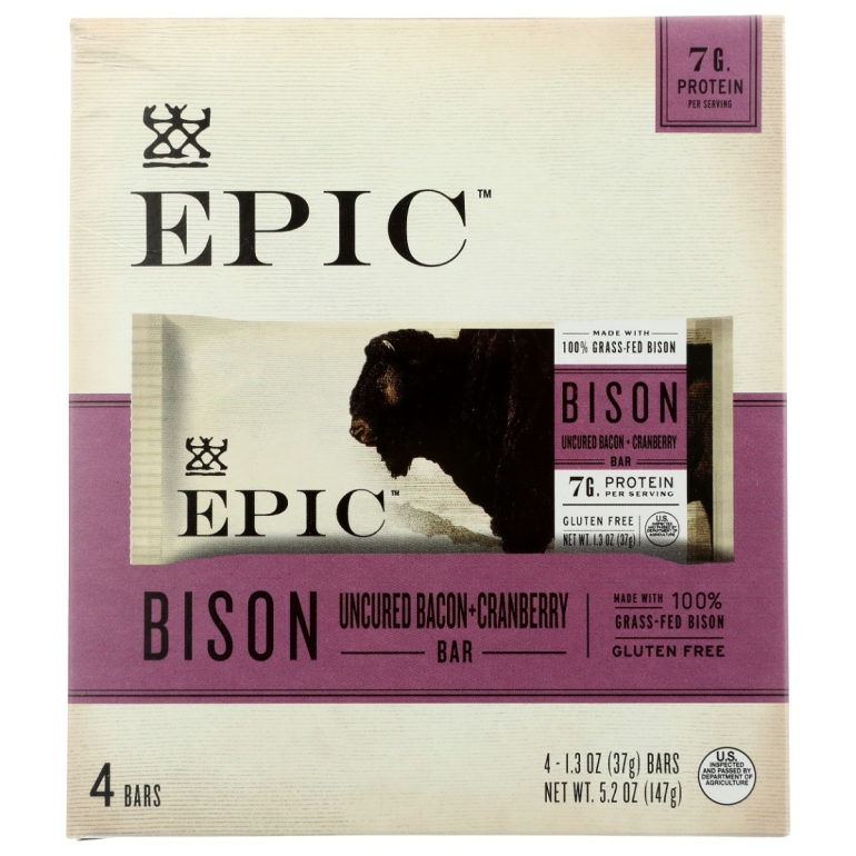 Bison Bacon Cranberry Bars 4Pk, 5.2 oz