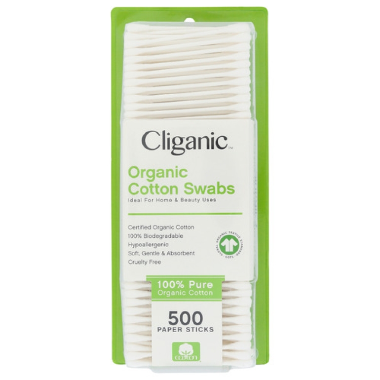 Swabs Cotton Organic, 500 ct