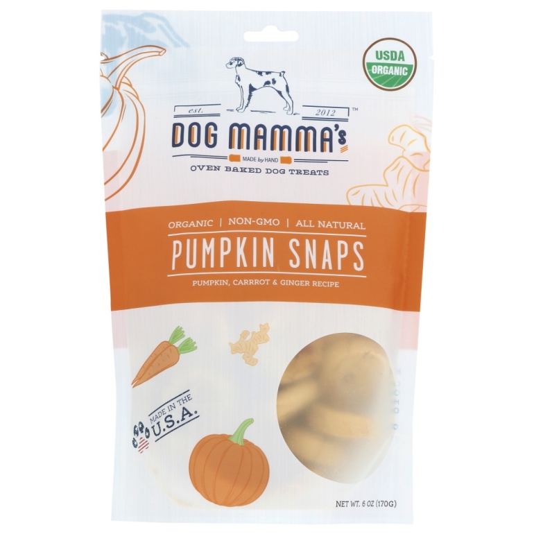 Organic Pumpkin Snaps Dog Treats, 6 oz