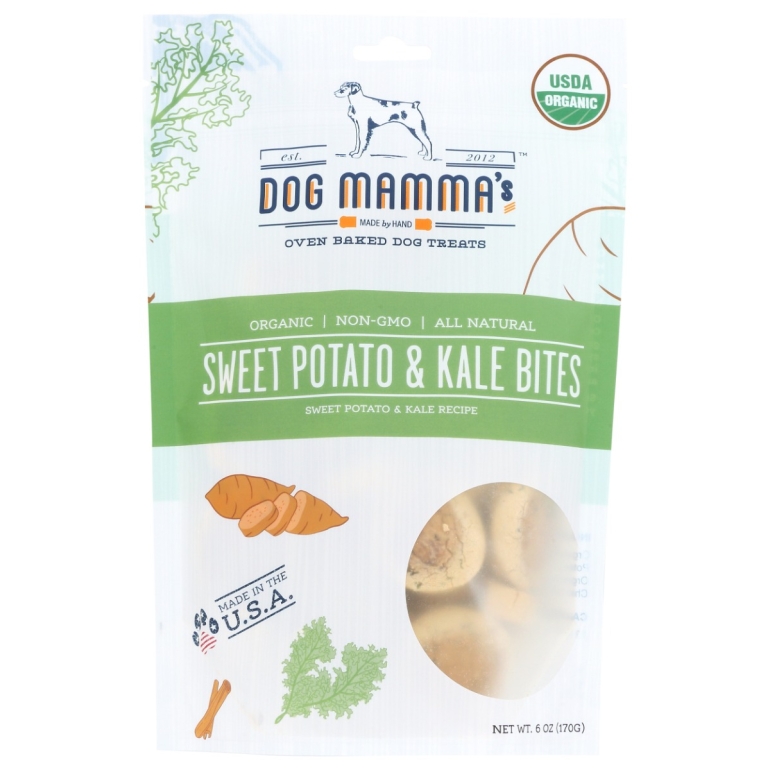 Organic Sweet Potato and Kale Bites Dog Treats, 6 oz