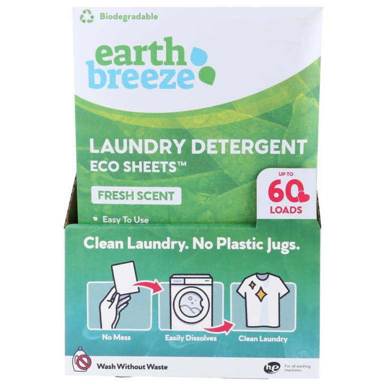 Laundry Detergent Eco Sheets Fresh Scent, 60 ea