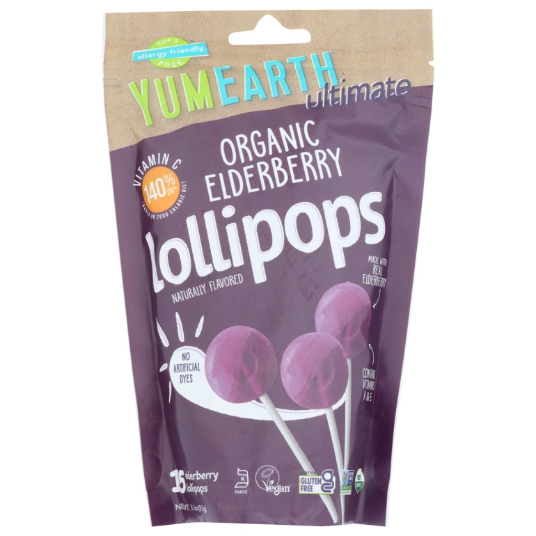 Organic Elderberry Lollipops, 3.3 oz