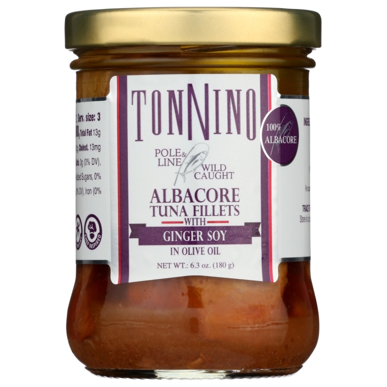 Albacore Tuna Fillet with Ginger Soy in Olive Oil, 6.3 oz