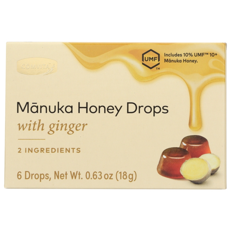 Manuka Honey Drops with Ginger, 6 pc