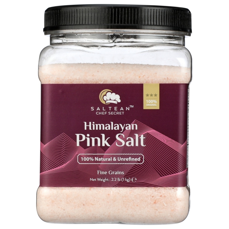 Himalayan Pink Salt Square Grip Jar Fine Grains, 2.2 lb