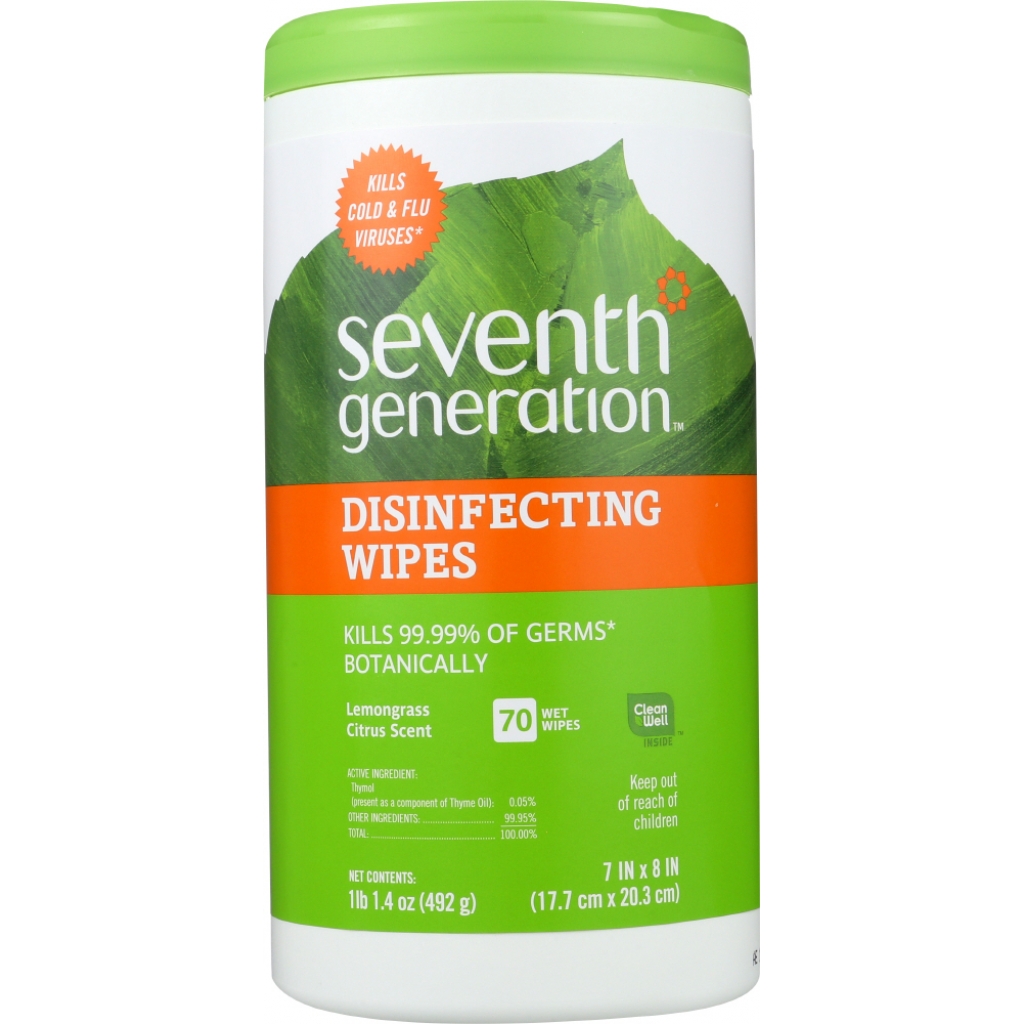 Lemongrass Citrus Disinfecting Wipes - 70 Wipes